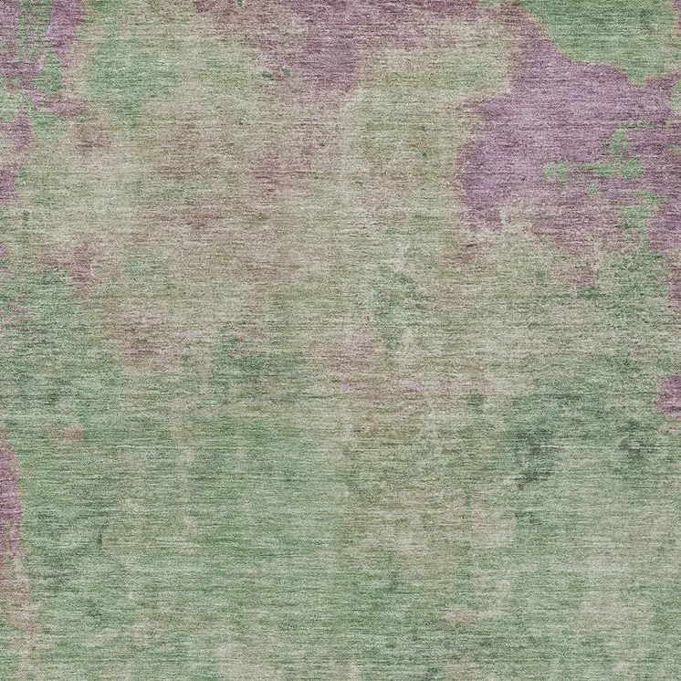 5' X 8' Artichoke Green And Eggplant Abstract Washable Indoor Outdoor Area Rug