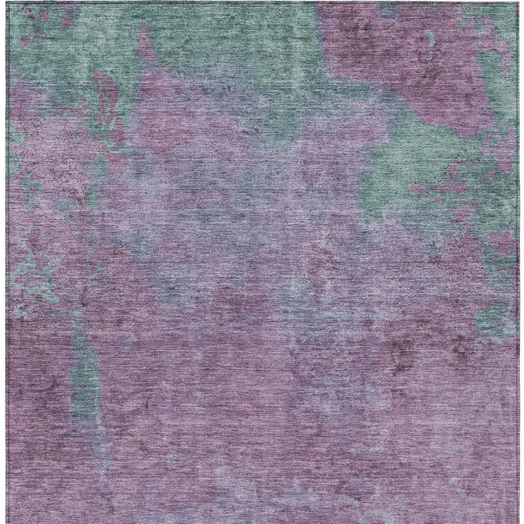 3' X 5' Lavender And Teal Blue Abstract Washable Indoor Outdoor Area Rug