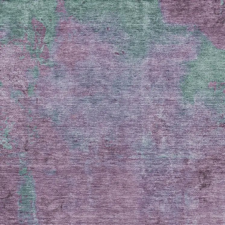 5' X 8' Lavender And Teal Blue Abstract Washable Indoor Outdoor Area Rug