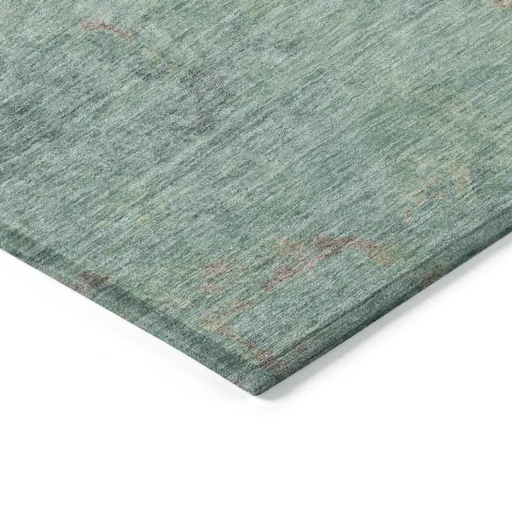3' X 5' Pale Aqua And Taupe Abstract Washable Indoor Outdoor Area Rug