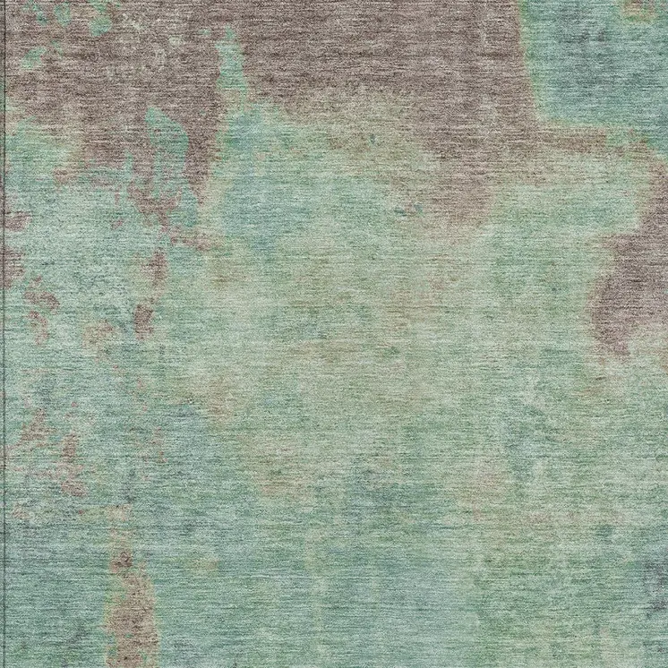 5' X 8' Pale Aqua And Taupe Abstract Washable Indoor Outdoor Area Rug