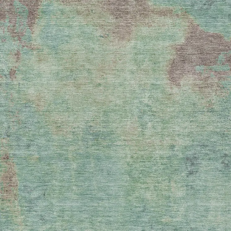 10' X 14' Pale Aqua And Taupe Abstract Washable Indoor Outdoor Area Rug