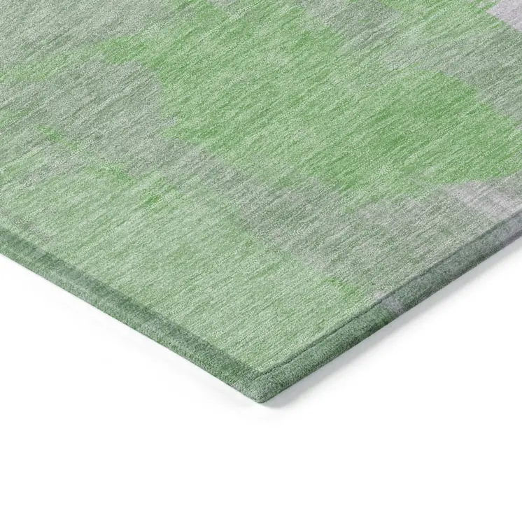 9' X 12' Green Lavender And Ivory Abstract Washable Indoor Outdoor Area Rug