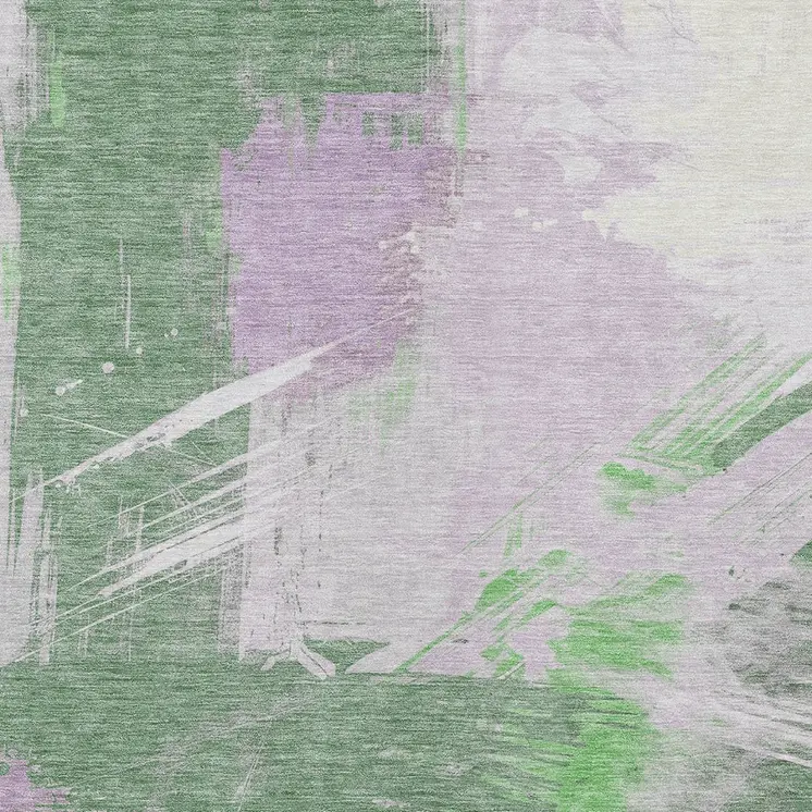 10' X 14' Green Lavender And Ivory Abstract Washable Indoor Outdoor Area Rug