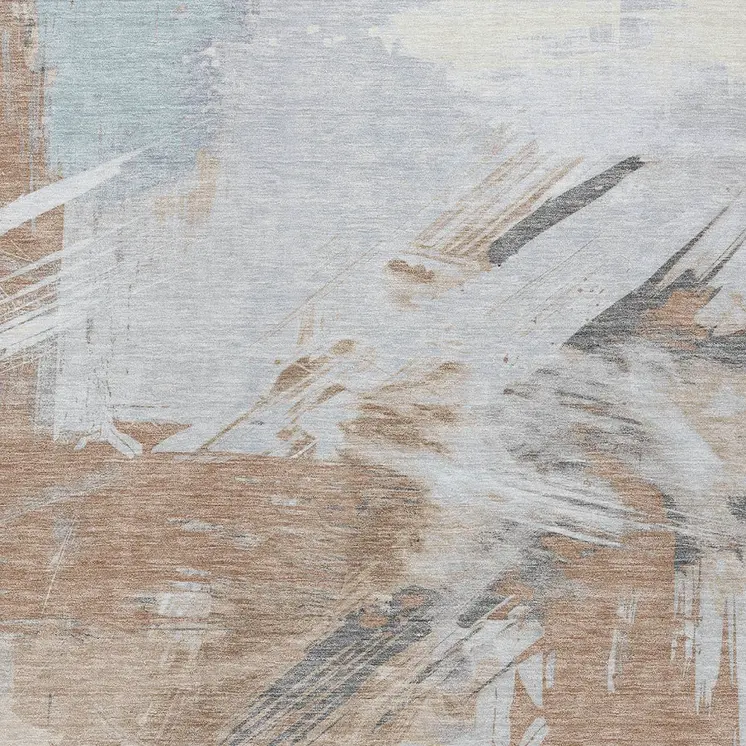 8' X 10' Rust Gray And Ivory Abstract Washable Indoor Outdoor Area Rug