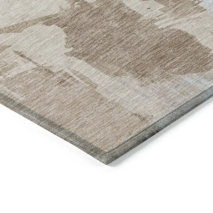 10' X 14' Rust Gray And Ivory Abstract Washable Indoor Outdoor Area Rug