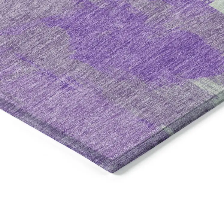 3' X 5' Purple Mint Green And Ivory Abstract Washable Indoor Outdoor Area Rug