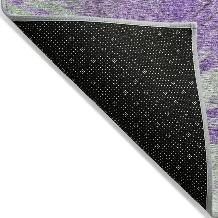 8' X 10' Purple Mint Green And Ivory Abstract Washable Indoor Outdoor Area Rug