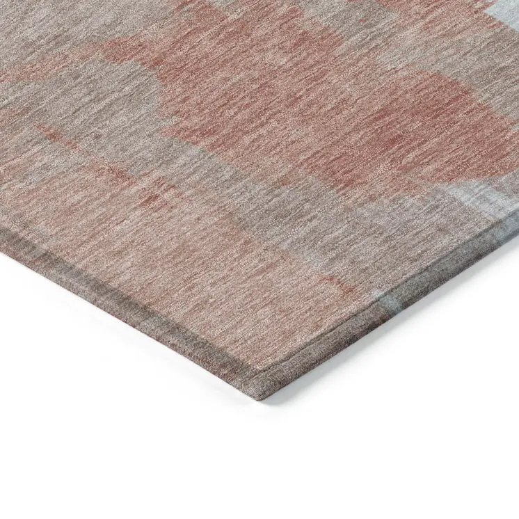 3' X 5' Taupe Copper And Ivory Abstract Washable Indoor Outdoor Area Rug