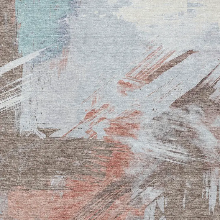 8' X 10' Taupe Copper And Ivory Abstract Washable Indoor Outdoor Area Rug