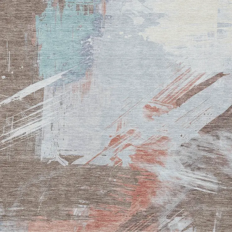 9' X 12' Taupe Copper And Ivory Abstract Washable Indoor Outdoor Area Rug