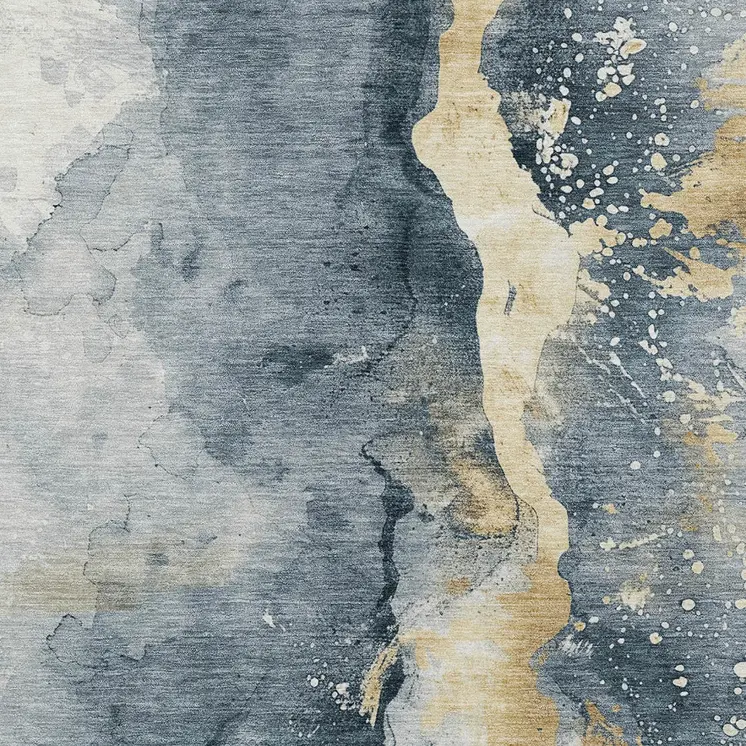 8' X 10' Graphite And Gold Abstract Washable Indoor Outdoor Area Rug