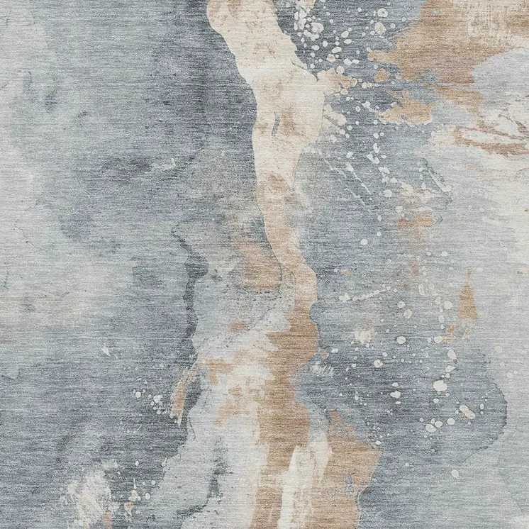 5' X 8' Gray Beige And Olive Green Abstract Washable Indoor Outdoor Area Rug