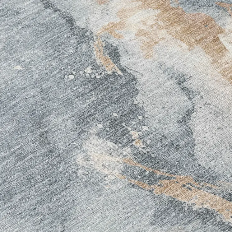 8' Gray Beige And Olive Green Round Abstract Washable Indoor Outdoor Area Rug
