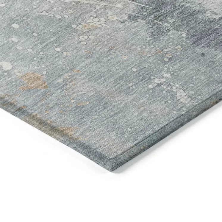 9' X 12' Gray Beige And Olive Green Abstract Washable Indoor Outdoor Area Rug