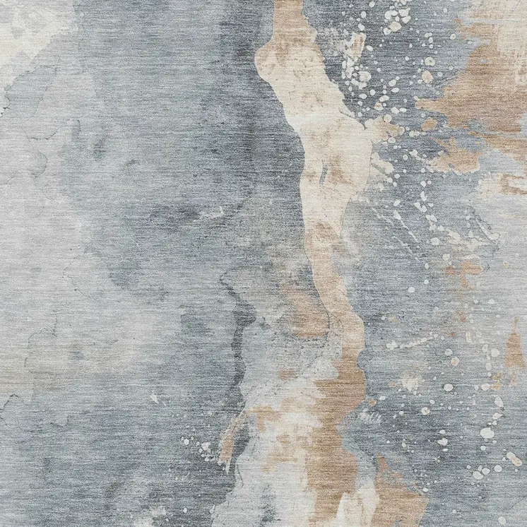 10' X 14' Gray Beige And Olive Green Abstract Washable Indoor Outdoor Area Rug