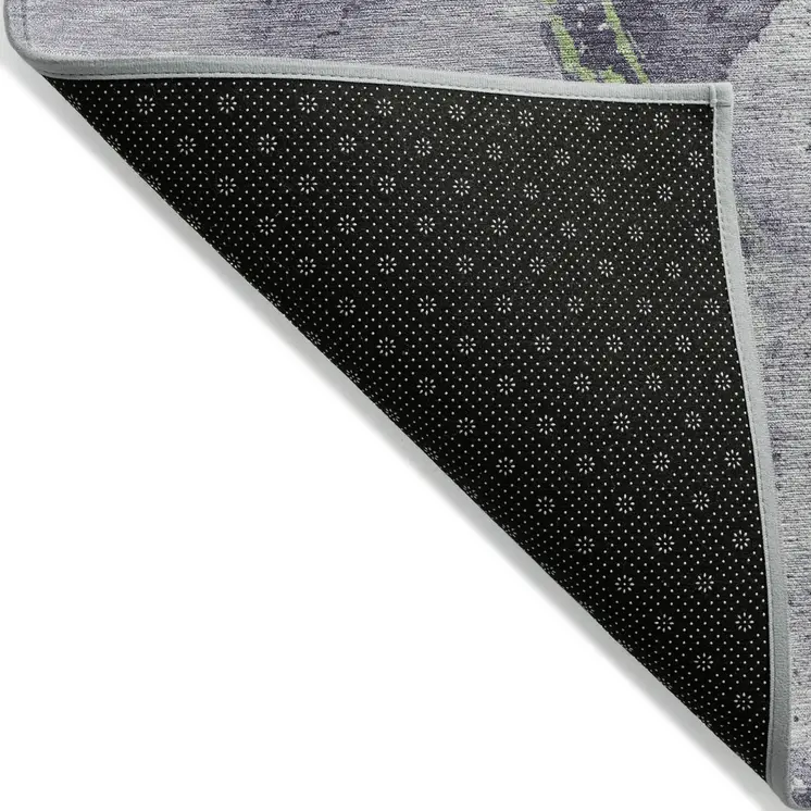 3' X 5' Lavender And Lime Green Abstract Washable Indoor Outdoor Area Rug