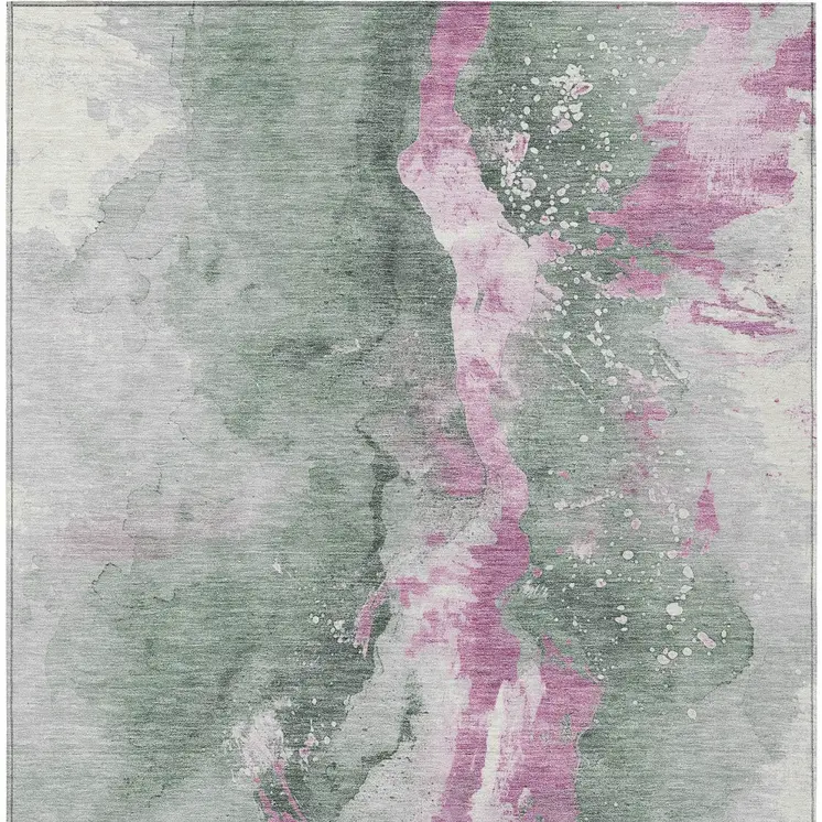 10' X 14' Sage And Mauve Abstract Washable Indoor Outdoor Area Rug