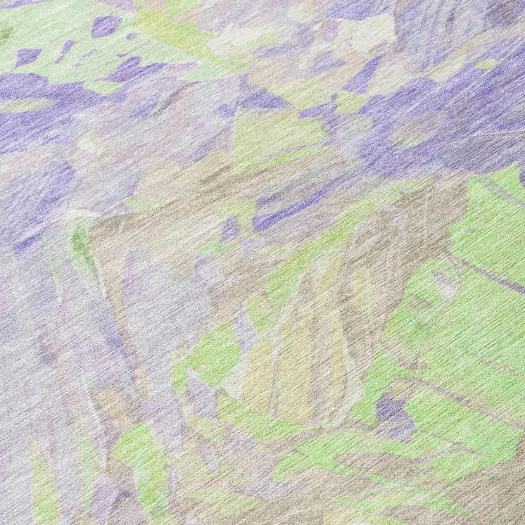 8' X 10' Lavender Mint Green And Beige Abstract Washable Indoor Outdoor Area Rug
