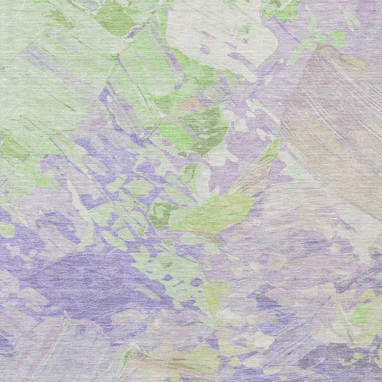 9' X 12' Lavender Mint Green And Beige Abstract Washable Indoor Outdoor Area Rug
