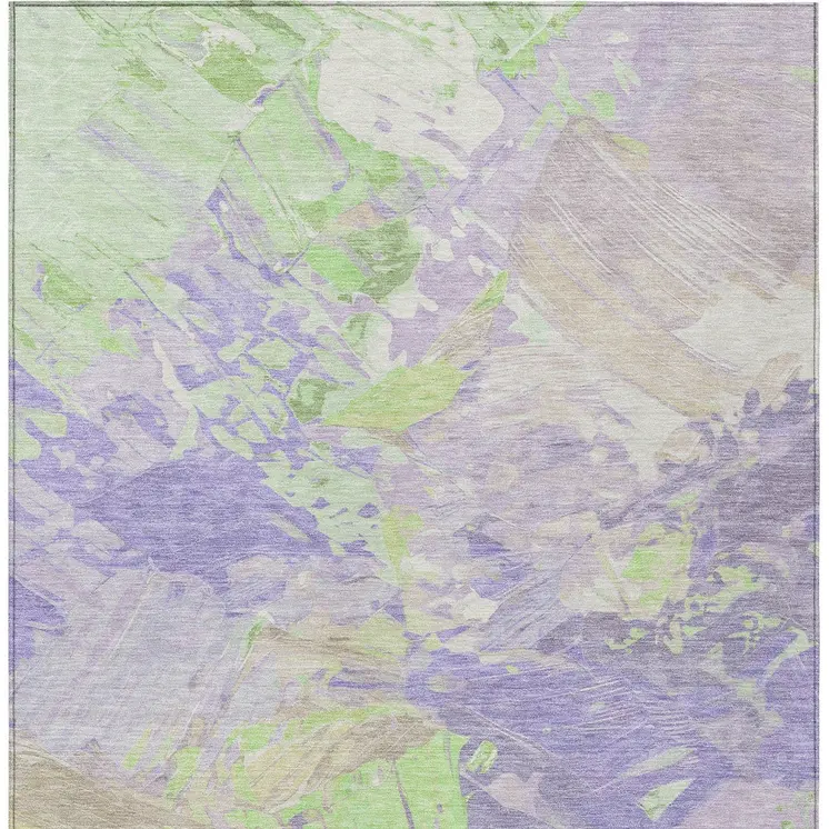 10' X 14' Lavender Mint Green And Beige Abstract Washable Indoor Outdoor Area Rug