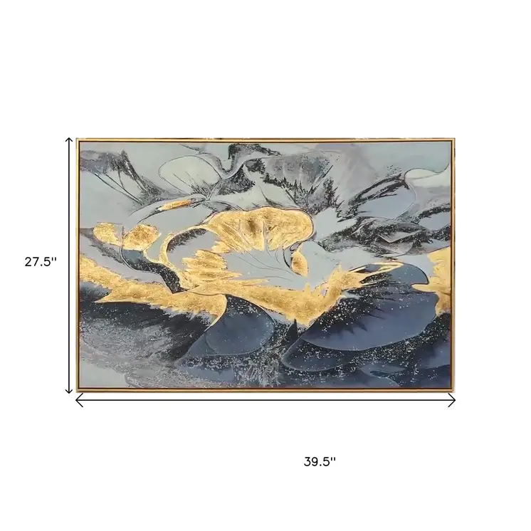 Blue And Gold Modern Abstract Gold Oil Painting Wall Art