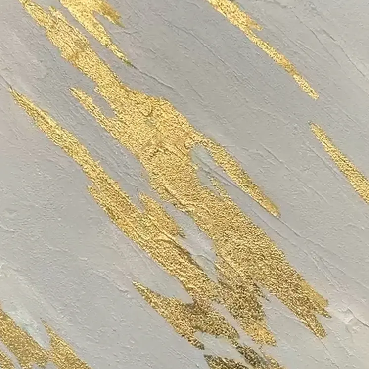 White And Gold Streaks Gold Framed Oil Painting Wall Art