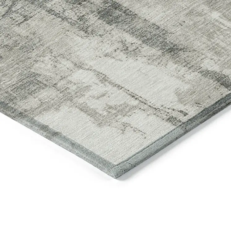 9' X 12' Beige And Gray Geometric Washable Indoor Outdoor Area Rug
