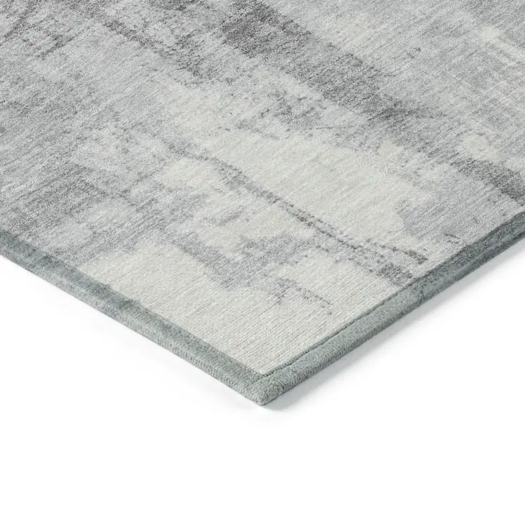 8' X 10' Gray And Silver Geometric Washable Indoor Outdoor Area Rug