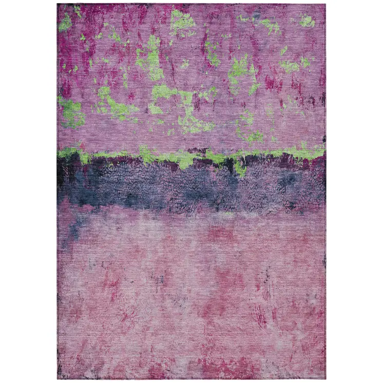 5' X 8' Blush And Mint Green Abstract Washable Indoor Outdoor Area Rug