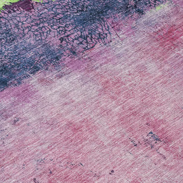 8' Blush And Mint Green Round Abstract Washable Indoor Outdoor Area Rug