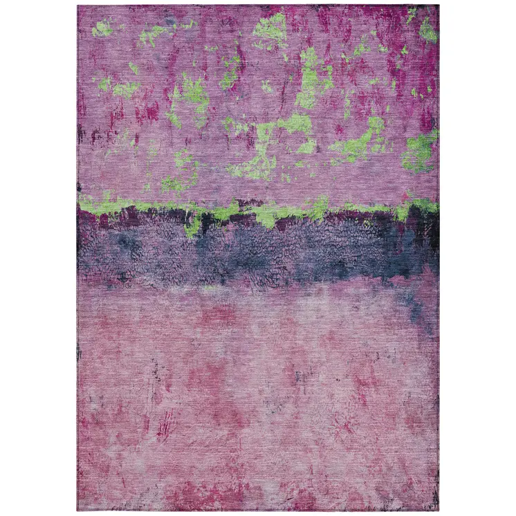 9' X 12' Blush And Mint Green Abstract Washable Indoor Outdoor Area Rug