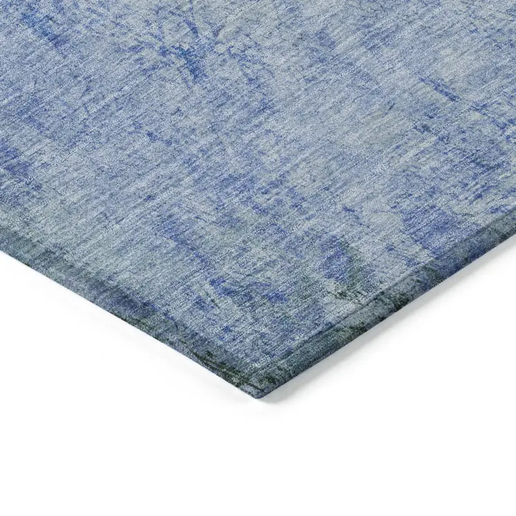 8' X 10' Blue And Lime Green Abstract Washable Indoor Outdoor Area Rug