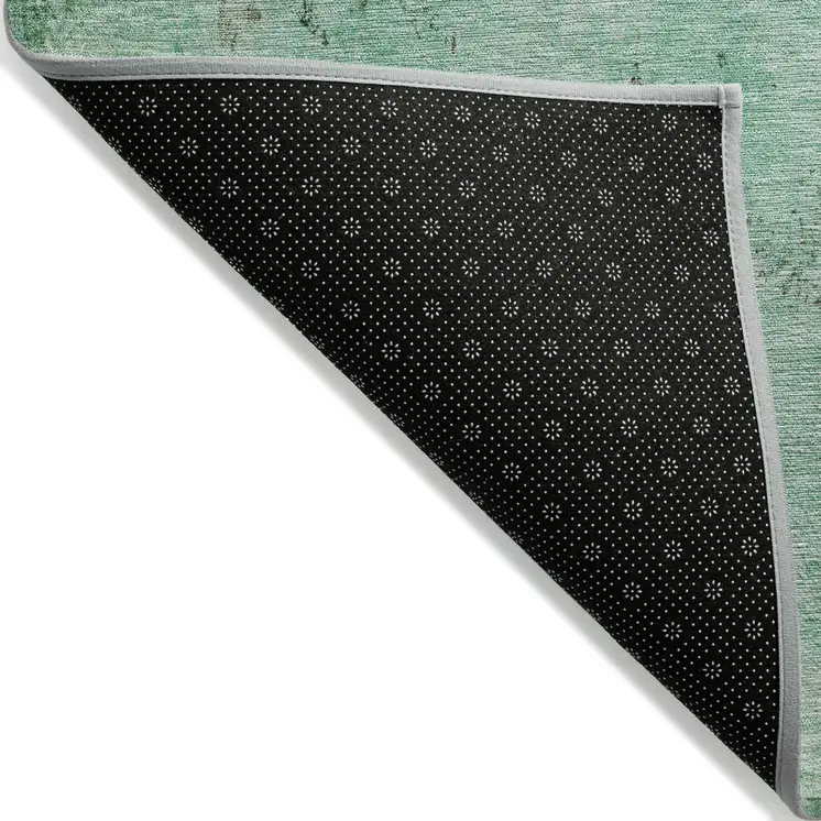 5' X 8' Green And Pink Abstract Washable Indoor Outdoor Area Rug