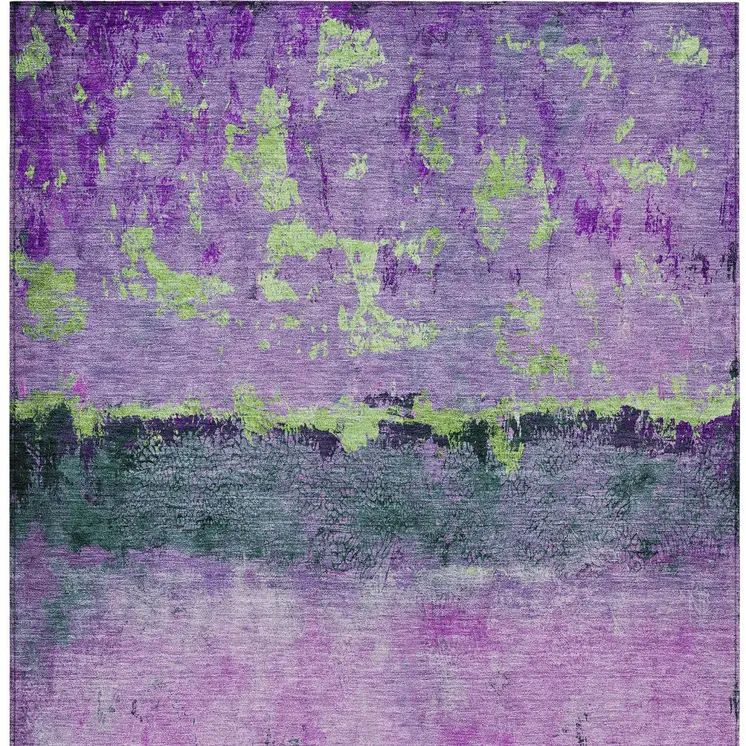 3' X 5' Purple And Mint Green Abstract Washable Indoor Outdoor Area Rug
