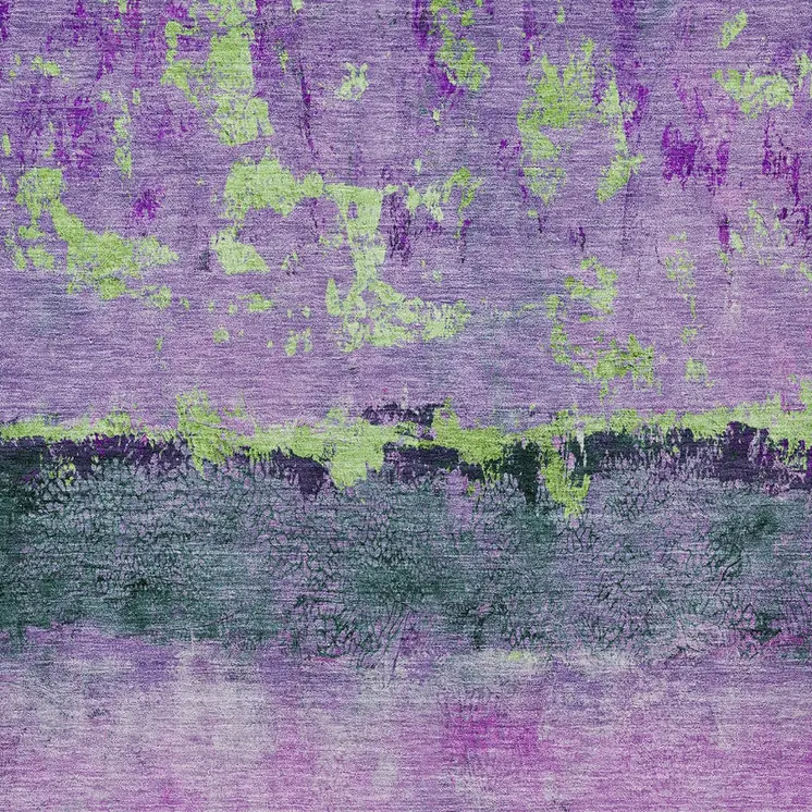 10' X 14' Purple And Mint Green Abstract Washable Indoor Outdoor Area Rug