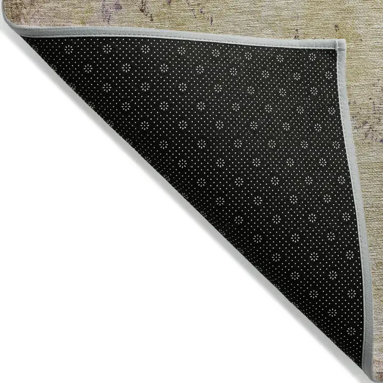 8' Salmon And Sky Blue Round Abstract Washable Indoor Outdoor Area Rug