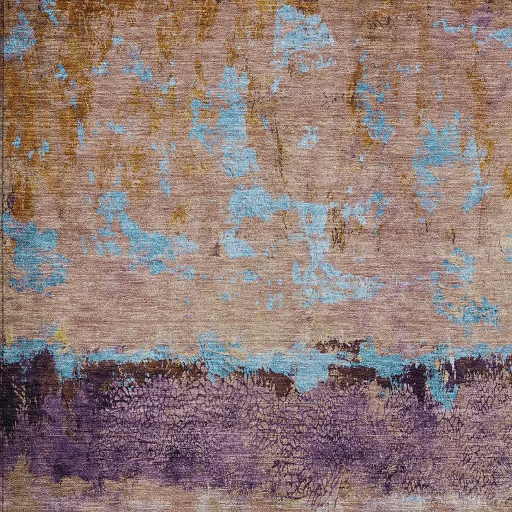 8' X 10' Salmon And Sky Blue Abstract Washable Indoor Outdoor Area Rug