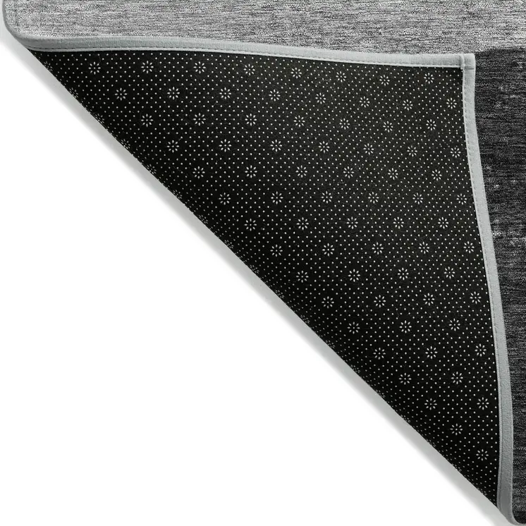 5' X 8' Gray And Charcoal Horse Washable Indoor Outdoor Area Rug