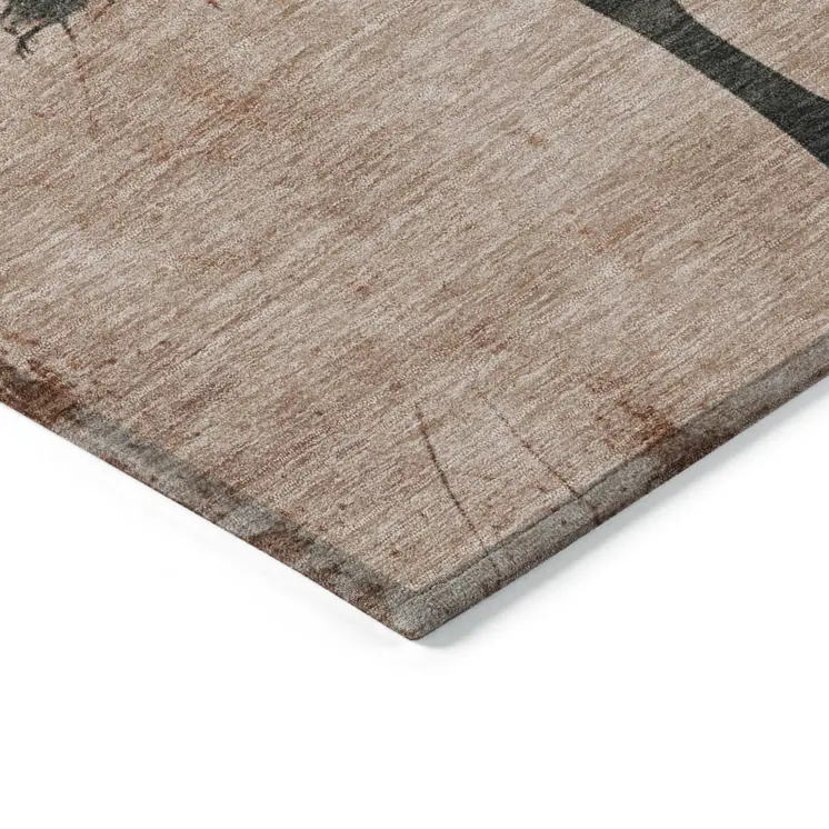 3' X 5' Rust And Charcoal Horse Washable Indoor Outdoor Area Rug