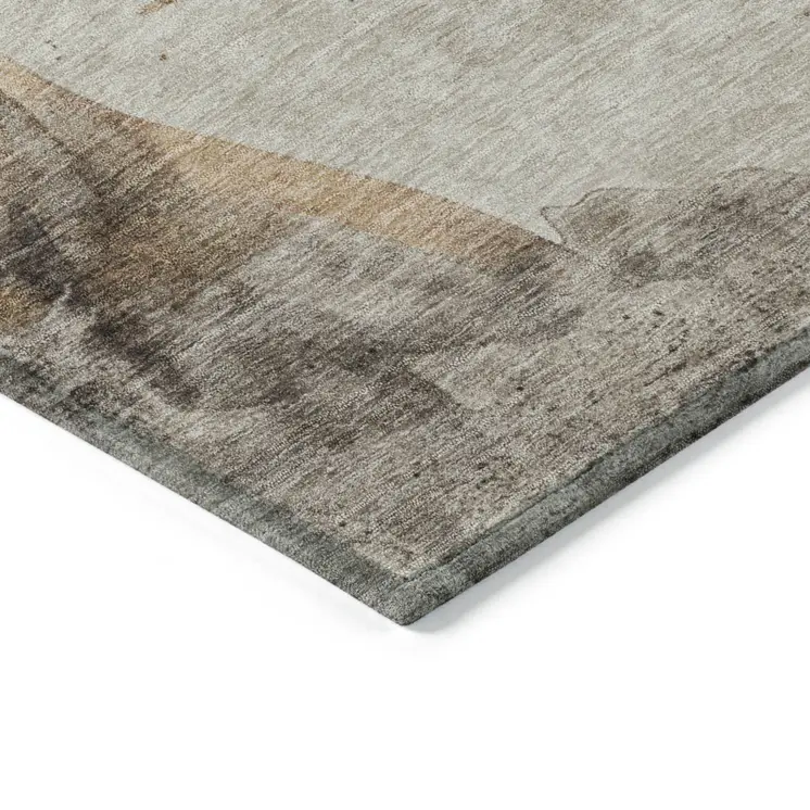 3' X 5' Beige And Gray Horse Washable Indoor Outdoor Area Rug