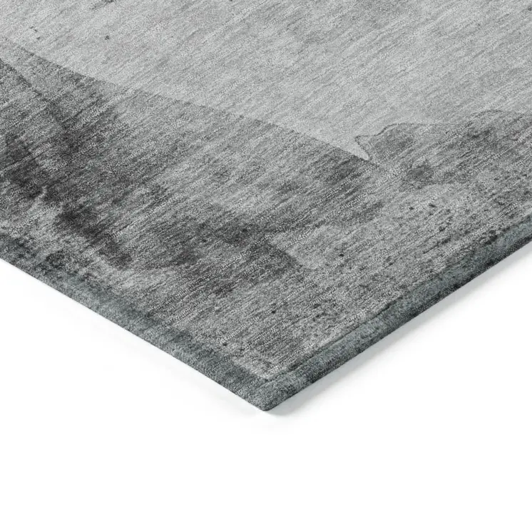 10' X 14' Gray And Silver Horse Washable Indoor Outdoor Area Rug
