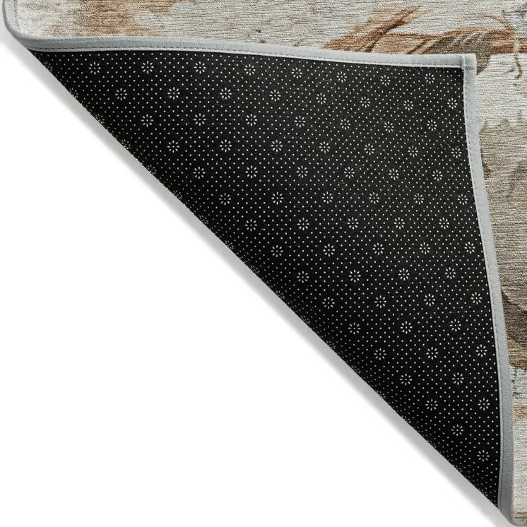 10' X 14' Beige Charcoal And Brown Horse Washable Indoor Outdoor Area Rug
