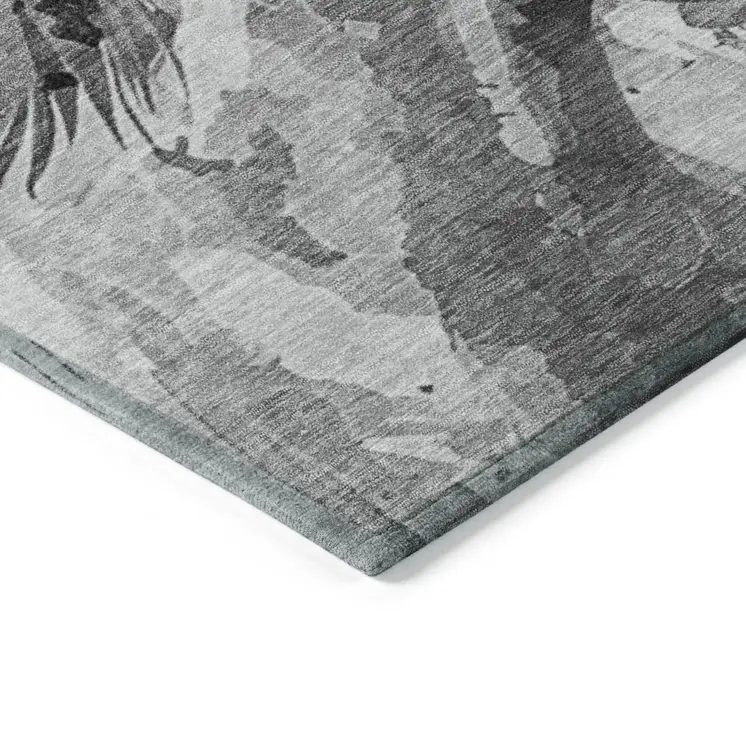 8' X 10' Gray And Silver Horse Washable Indoor Outdoor Area Rug