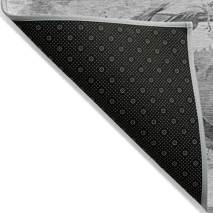 10' X 14' Gray And Silver Horse Washable Indoor Outdoor Area Rug