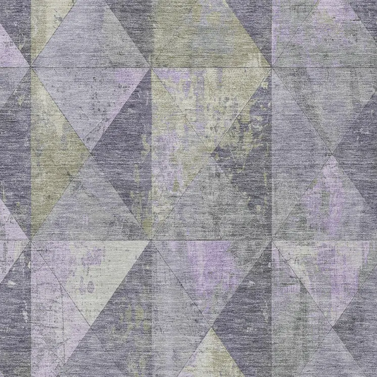 10' X 14' Lavender And Fern Green Geometric Washable Indoor Outdoor Area Rug