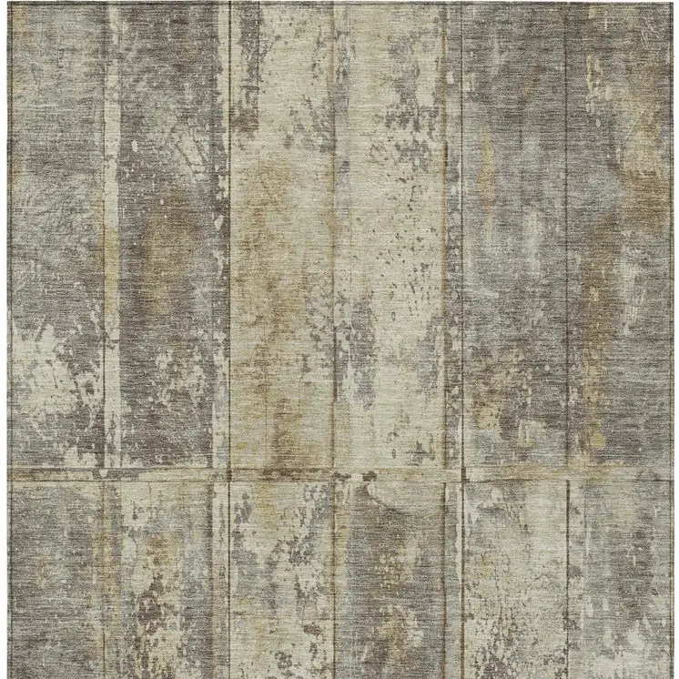 10' X 14' Beige Gold And Khaki Abstract Washable Indoor Outdoor Area Rug