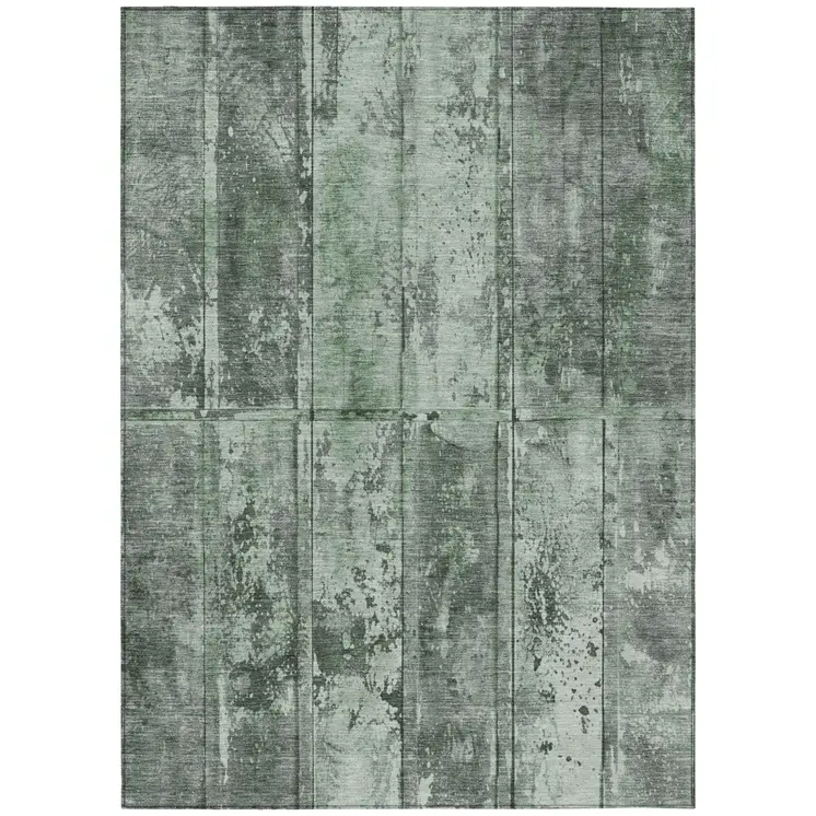 8' X 10' Green Charcoal And Gray Abstract Washable Indoor Outdoor Area Rug