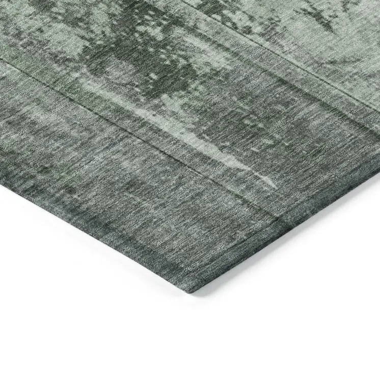 8' X 10' Green Charcoal And Gray Abstract Washable Indoor Outdoor Area Rug