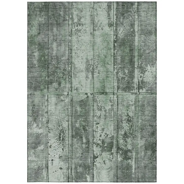 10' X 14' Green Charcoal And Gray Abstract Washable Indoor Outdoor Area Rug
